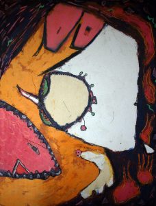 Toile de Nathalie Guillerm Tromeur Dervout réalisée dans les années 80